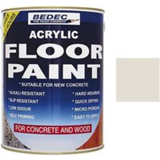 Bedec Acrylic Floor Paint, Light Grey 1L | Non Slip Acrylic Floor Paint, For Wooden and Concrete Floors, Garage Floor Paint