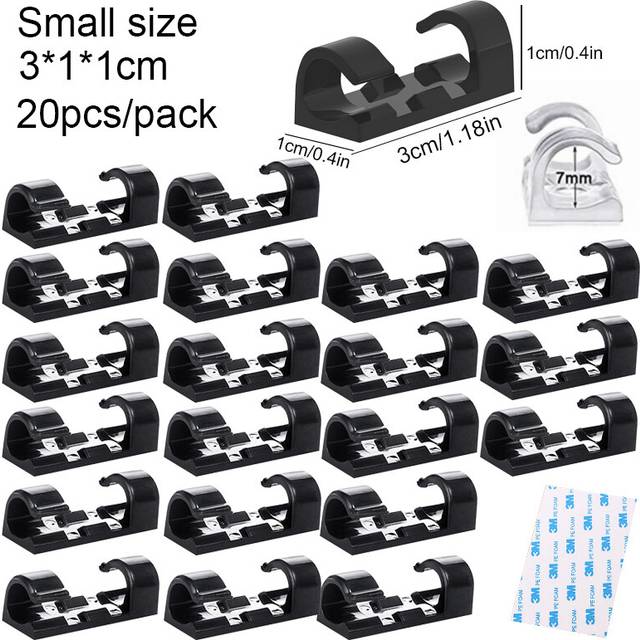 (Small Black) 16/20 Pcs Cable Clips Cord Organizer Wall Wire Retainer Cable Management