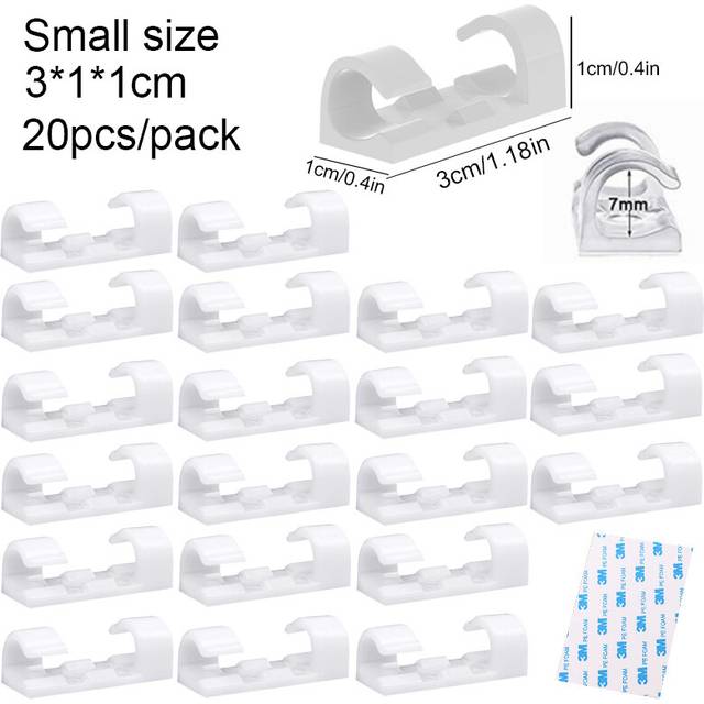 (Small White) 16/20 Pcs Cable Clips Cord Organizer Wall Wire Retainer Cable Management