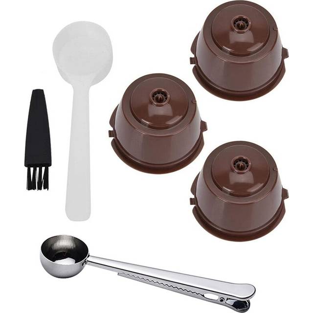 Påfyllningsbar kaffekapselmaskin för d0 lce gusto med en skopa, borste och sked för nescafe machine dolci - Kaffe 3 kapslar