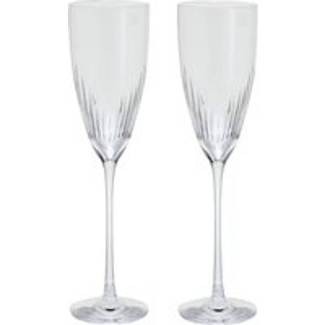 Dartington Handmade Pair of Flux Cut Crystal Flutes - can be Engraved or Personalised - Transparent