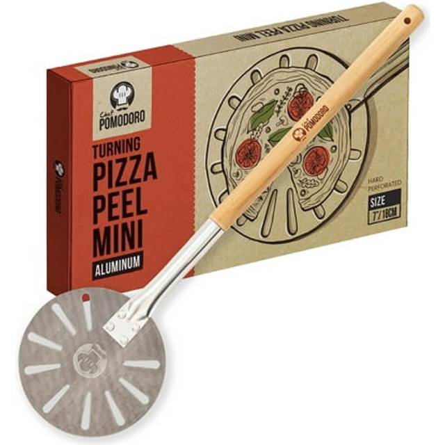 Chef Pomodoro Mini Pizza Turning Peel with Aluminum Handle - 18cm (7-inch) Luxury Pizza Peel for Baking Homemade Pizza and Bread - Oven Accessory