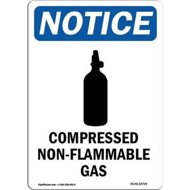 SignMission OS-NS-D-57-V-10759 OSHA Notice Sign - Compressed Non-Flammable Gas with Symbol