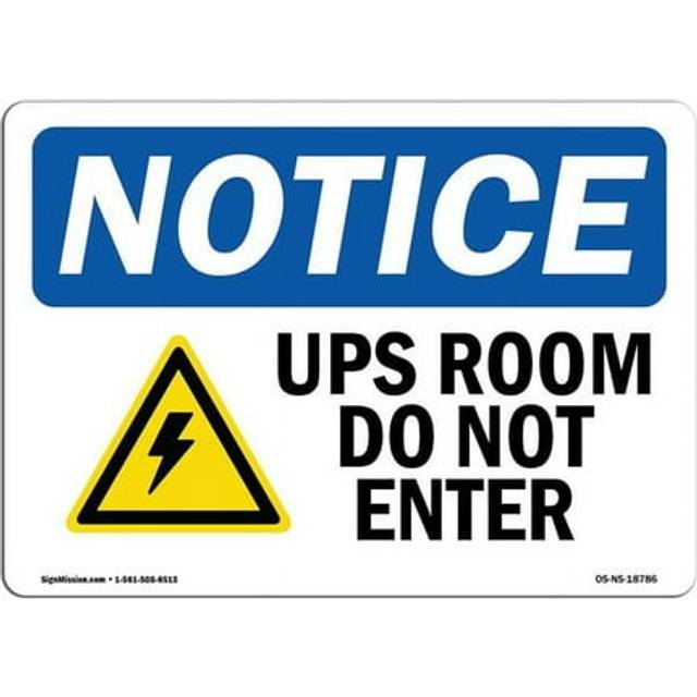 SignMission OS-NS-D-1014-L-18786 OSHA Notice Sign - UPS Room Do Not Enter Sign with Symbol