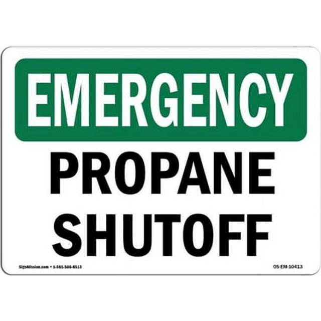 SignMission OS-EM-D-35-L-10413 OSHA Emergency Sign - Propane Shutoff