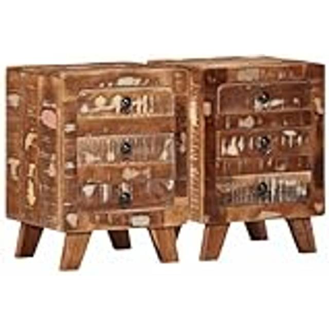 vidaXL Bedside Cabinet 2 pcs 37x32x50 cm Solid Wood Reclaimed - Brown