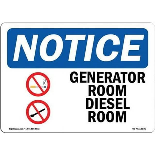 SignMission OS-NS-D-35-L-13100 OSHA Notice Sign - Generator Room Diesel Fuel Sign with Symbol