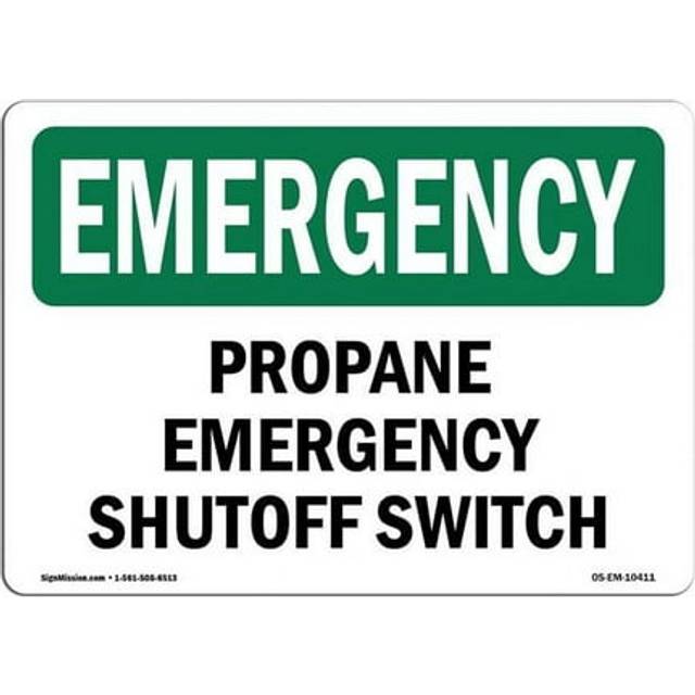 SignMission OS-EM-D-35-L-10411 OSHA Emergency Sign - Propane Shutoff Switch