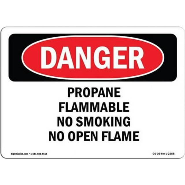 SignMission OS-DS-D-1014-L-2358 OSHA Danger Sign - Propane Flammable No Smoking No Open Flame