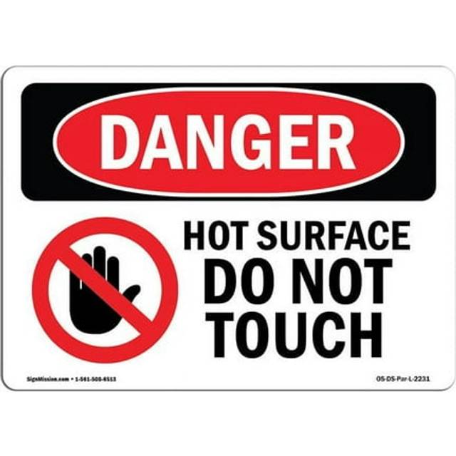 SignMission OS-DS-D-57-L-2231 OSHA Danger Sign - Hot Surface Do Not Touch