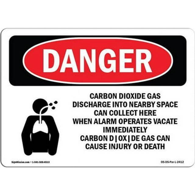 SignMission OS-DS-P-1014-L-2412 OSHA Danger Sign - Carbon Dioxide Gas Discharge