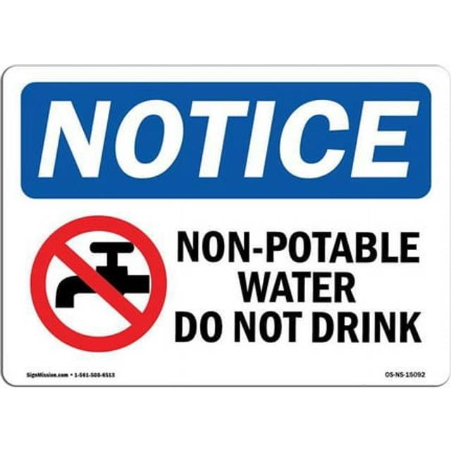 SignMission OS-NS-D-57-L-15092 OSHA Notice Sign - Non-Potable Water Do Not Drink Sign with Symbol