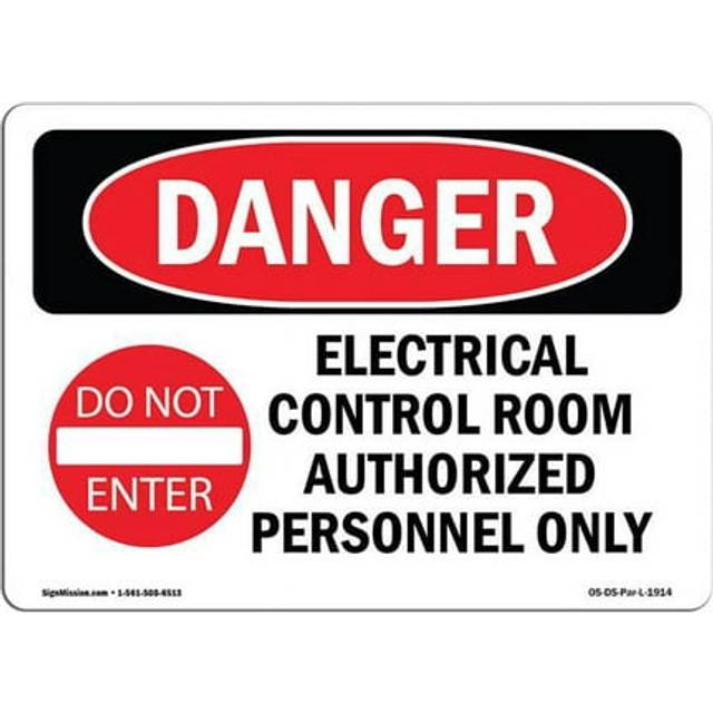SignMission OS-DS-D-1014-L-1914 OSHA Danger Sign - Electrical Control Room