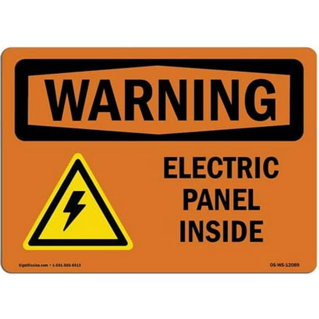 SignMission OS-WS-D-710-L-12089 OSHA Warning Sign - Electric Panel Inside with Symbol