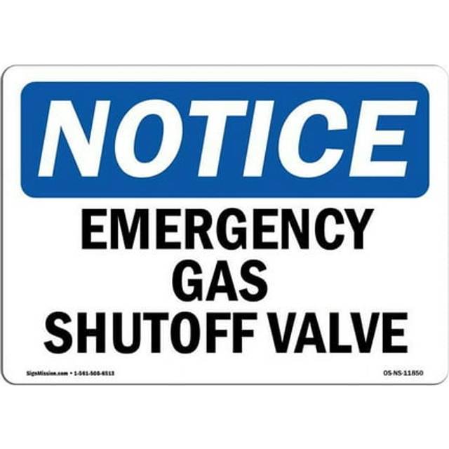 SignMission OS-NS-D-710-L-11850 Notice Emergency Gas Shutoff Valve OSHA Sign