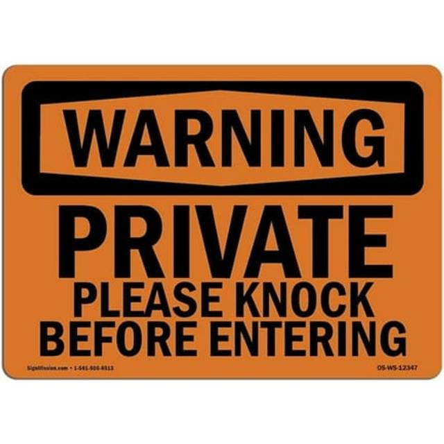 SignMission OS-WS-D-35-L-12347 OSHA Warning Sign - Private Please Knock Before Entering