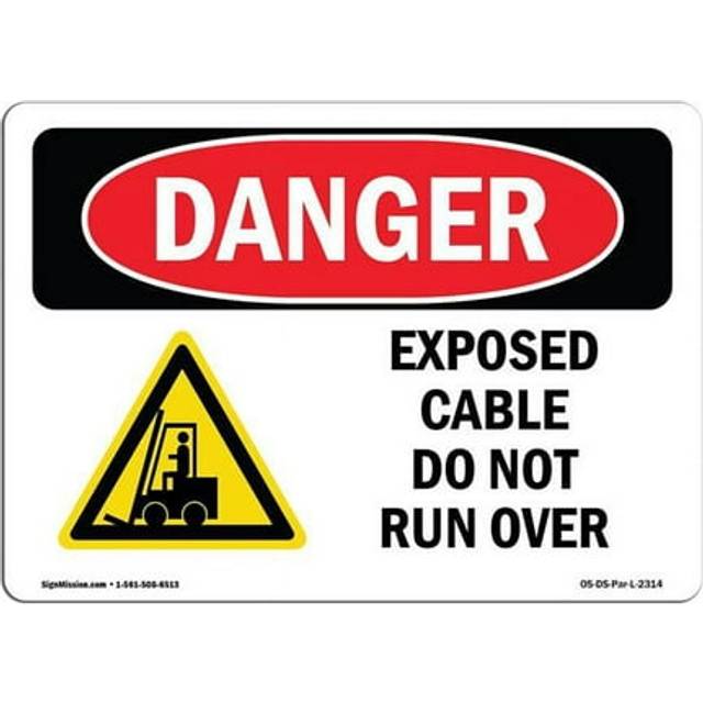 SignMission OS-DS-D-35-L-2314 OSHA Danger Sign - Exposed Cable Do Not Run Over