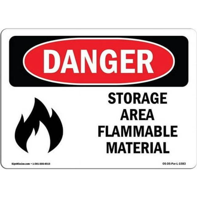 SignMission OS-DS-D-35-L-1583 OSHA Danger Sign - Storage Area Flammable Material