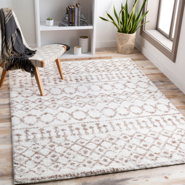 SAANJH Shaggy Global Plush Pile Area Rug - Beige - 160cm x 220cm