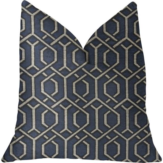 Plutus PBKR1955-2626-DP Midnight Padlock Blue, Black & Beige Luxury Throw Pillow, 26 x 26 in.