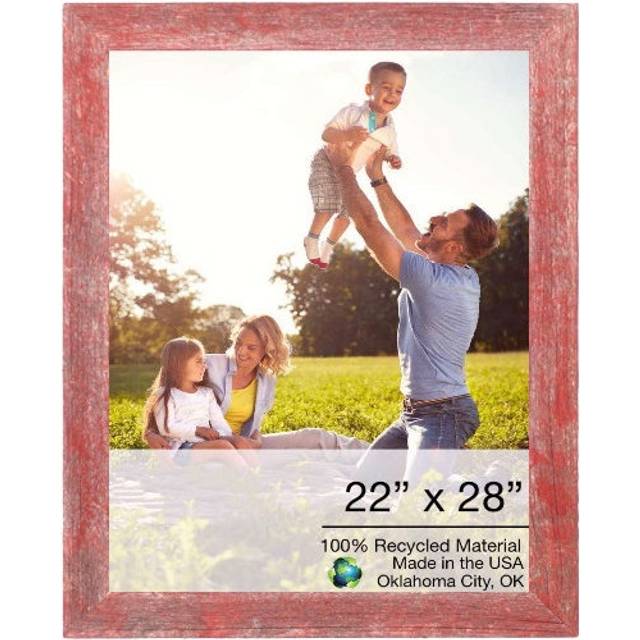 "22"""""""" X 28"""""""" Rustic Farmhouse Red Wood Frame"
