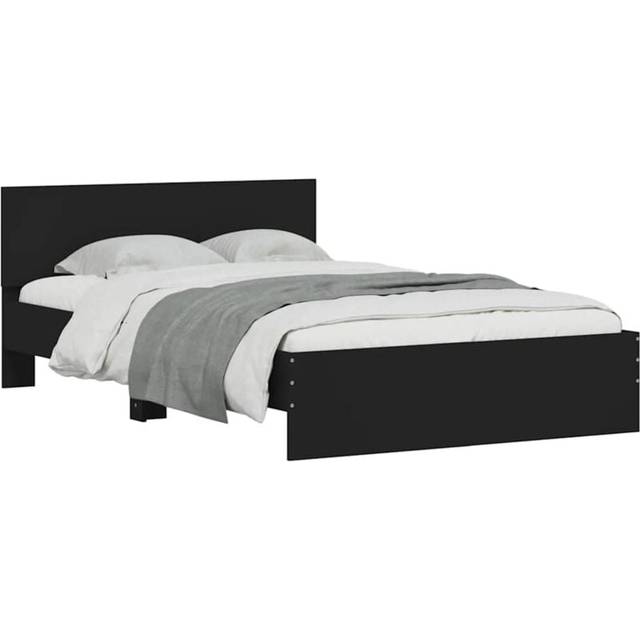 vidaXL Bed Frame with Headboard and LED Black 120x190 cm Small Double
