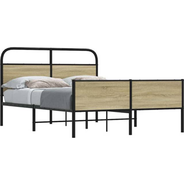 vidaXL Bed Frame without Mattress 120x190 cm Sonoma Oak Engineered Wood - Brown