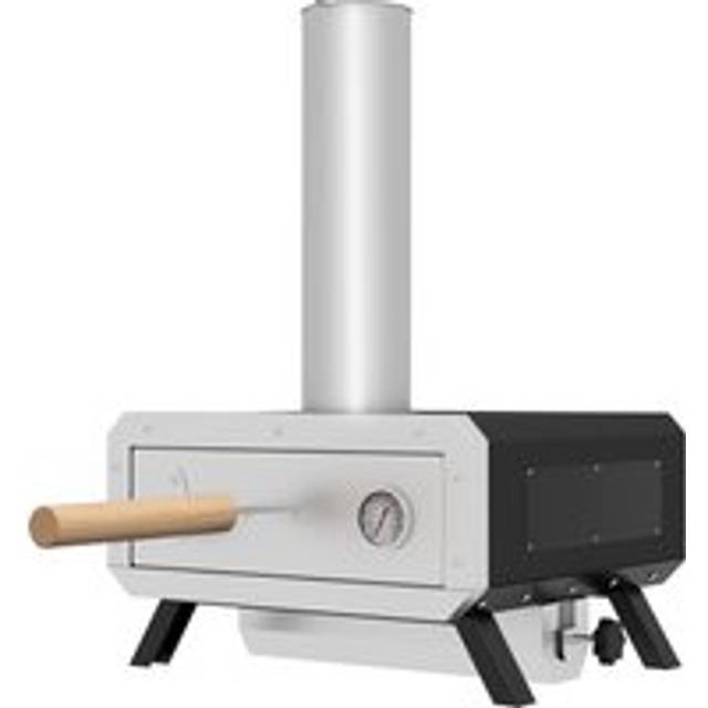 Outsunny Portable Wood Pellet Pizza Oven with 12" / 30cm Rotating Pizza Stone, Peel and Cover, Wood Fired Pizza Maker with Thermometer
