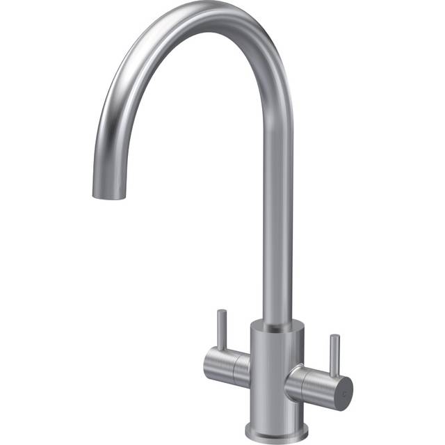 Minimalist Kitchen Mono Mixer Tap with 2 Lever Handles, 436mm - Brushed Nickel
