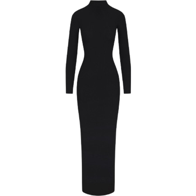 SKIMS Turtleneck Long Dress | Black | Small | Soft Lounge - Onyx