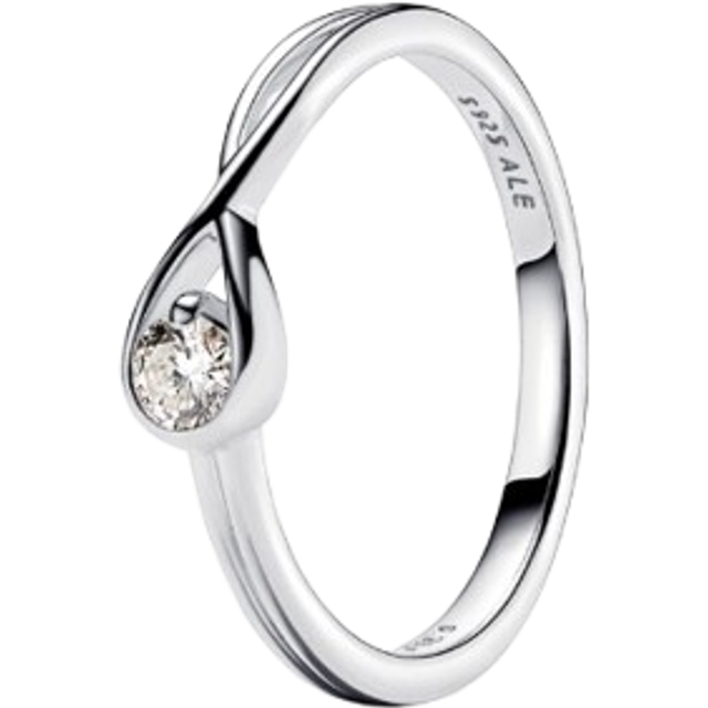 Pandora Infinite Sterling Silver Lab-grown Diamond Ring - Sterling silver / Lab-grown diamond - Sz. 60 - Clear