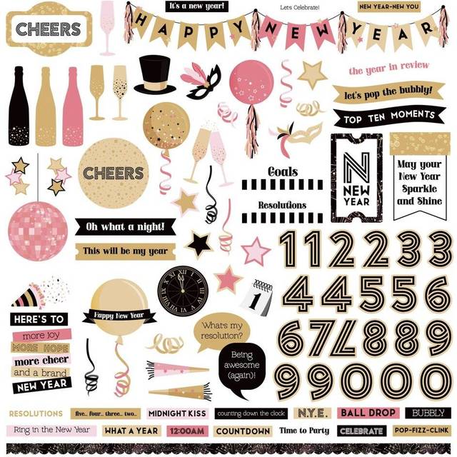 "Ringing In The New Year Stickers 12""X12""-Elements PRNY4372"