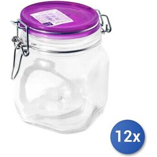 12 glass jars fido hermetic seal fuchsia 750ml bormioli rocco