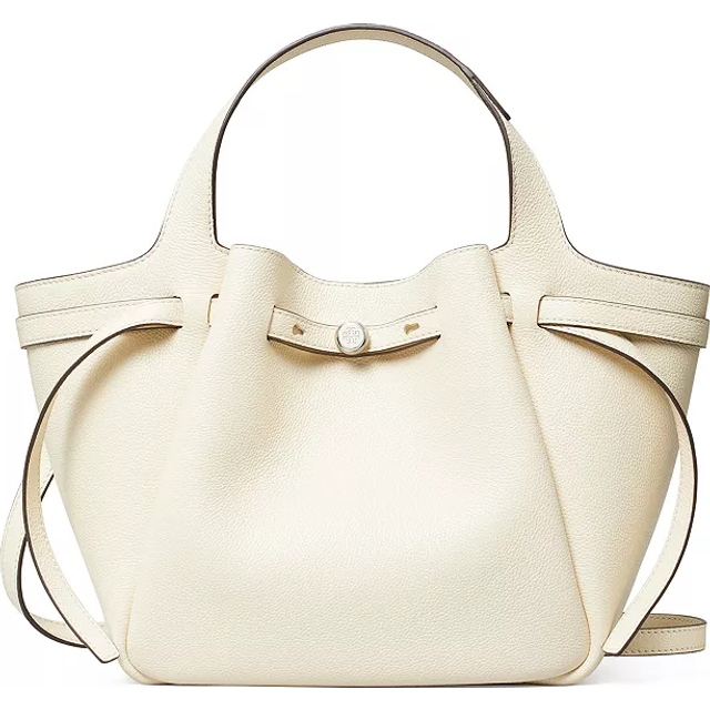 Tory Burch Romy Pebble-Grain Leather Satchel - Cream