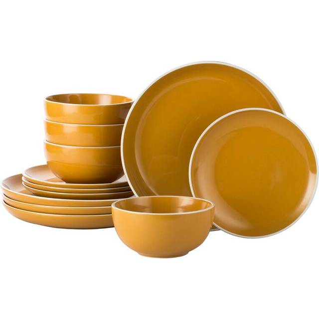 12-Piece Halo Saffron Dinner Set, Yellow