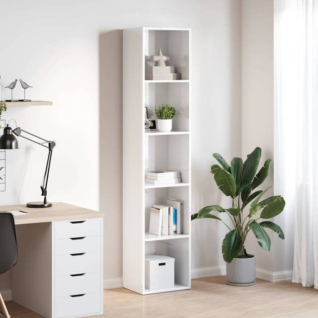 Analuisa Bookcase - Gloss White ((5 Shelves) 189cm H x 40cm W x 30cm D)