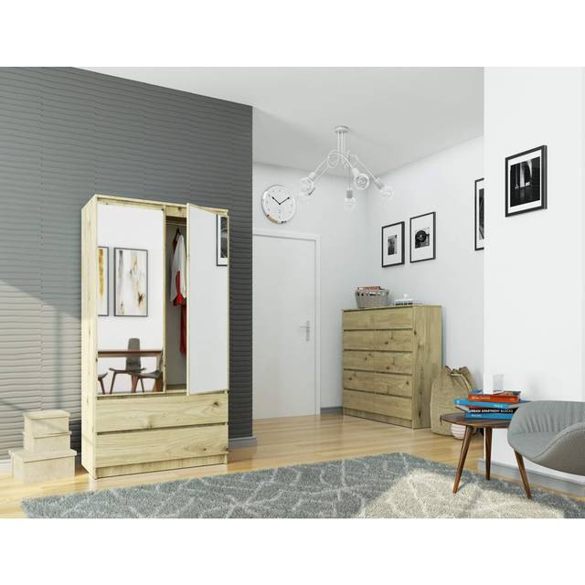 Silenus 2 Door Manufactured Wood Wardrobe - Natural (180cm H X 90cm W X 51cm D)