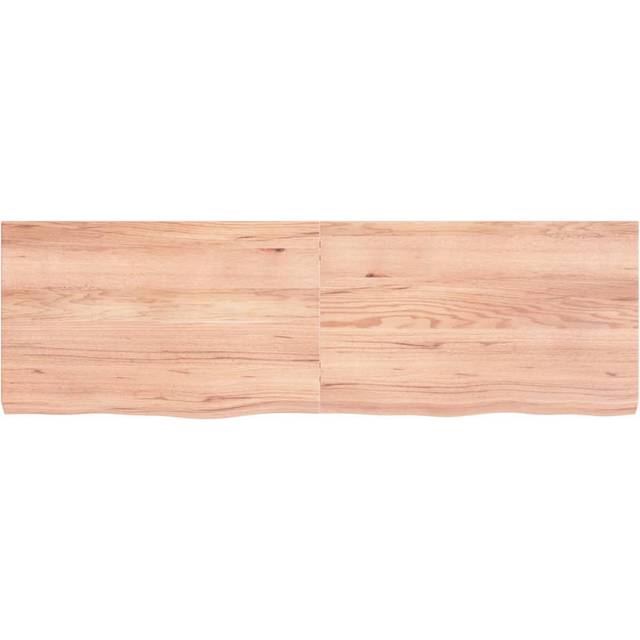 Wall Shelf Light Brown Solid Oak Wood, Treated, 180X40x(2-4) Cm - Modern Floating Shelf For Home & Office Storage (50&#34; H x 160&#34; W x 6&#34; D)