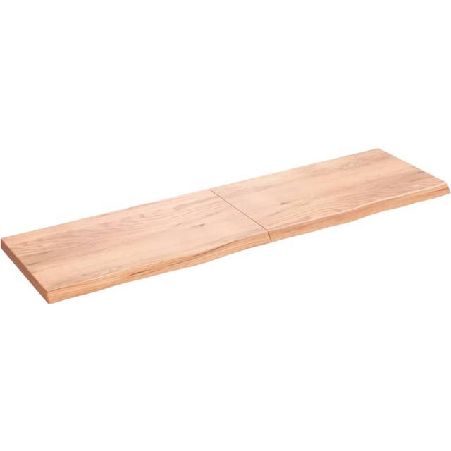 Wall Shelf Light Brown Solid Oak Wood, Treated, 220X50x(2-4) Cm - Modern Floating Shelf For Home & Office Storage (60&#34; H x 220&#34; W x 6&#34; D)