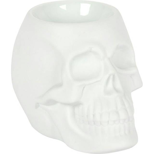 Something Different Ceramic Skull Oil Burner - Matt White - one size