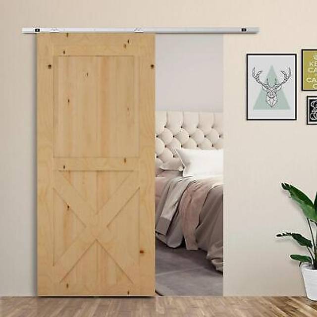 Homcom 6ft Steel Sliding Barn Door Hardware Track Kit Rail Roller Track System