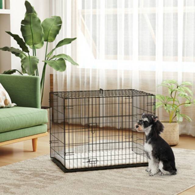 PawHut Black Small Dog Crate with 2 Doors and Tray - 56 x 9.5 x 80cm