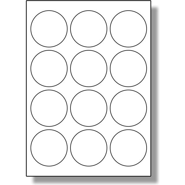 Label Planet 12 Per Page/Sheet, 5 Sheets (60 ROUND Sticky Labels), White Blank Matt A4 Circular Circle Price Pricing Stickers, for Laser or Inkjet