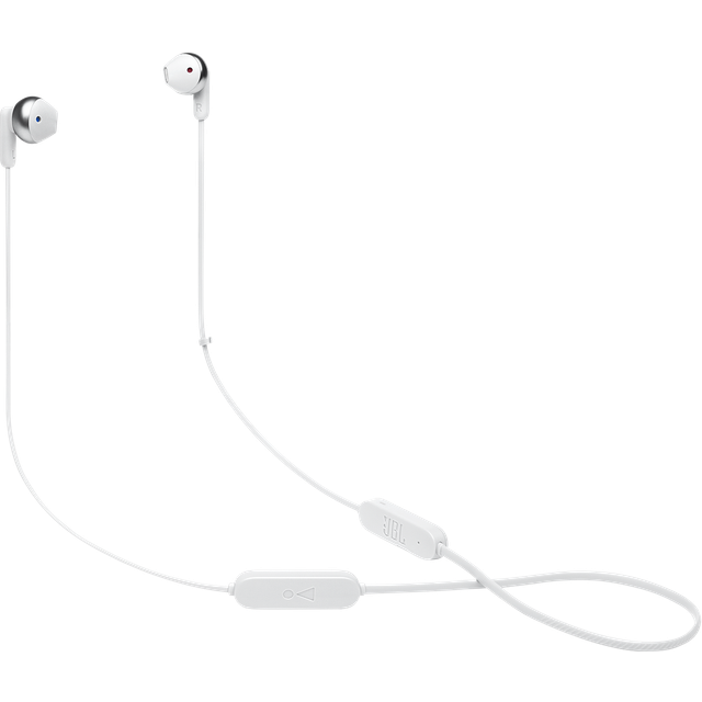 JBL Tune 215 Trådlösa bluetooth-hörlurar med mikrofon 3 knappar fjärrkontroll och platt kabel vit
