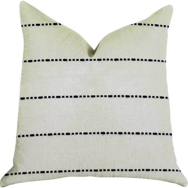 Plutus Interweave Vanilla Bean Luxury Throw Pillow in Black and White  Double sided  20 x 26 Standard