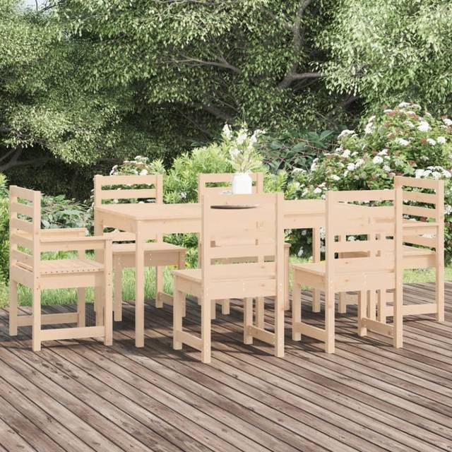 vidaXL 7 Piece Garden Dining Set Solid Wood Pine - Brown