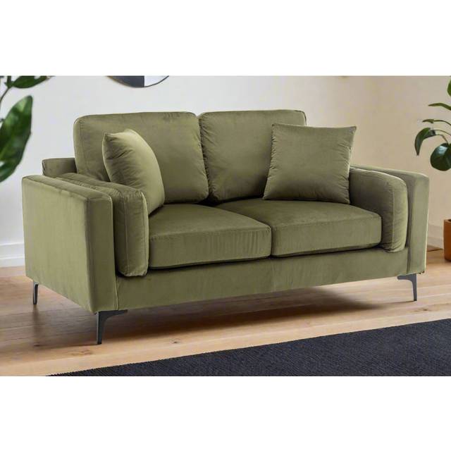 Velvet Sofa - Sage Green (85cm H X 166cm W X 90cm D)