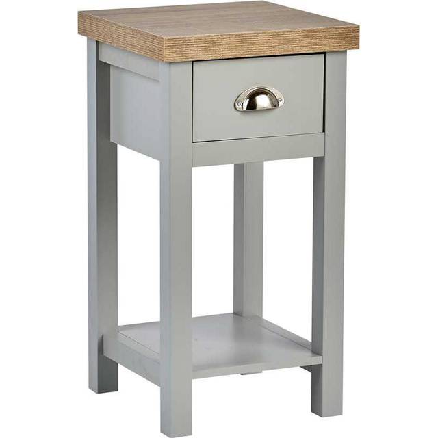 Ashmoore 1 Drawer Compact Bedside Occasional Lamp Side Table 36mm Thick Top - White (60cm H X 32cm W X 32cm D)