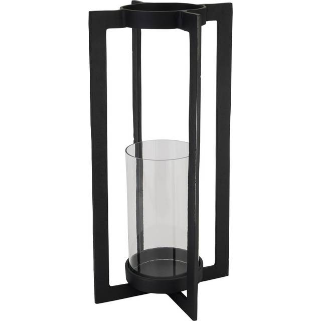 Black Hurricane Lantern (49cm H x 21cm W x 21cm D)