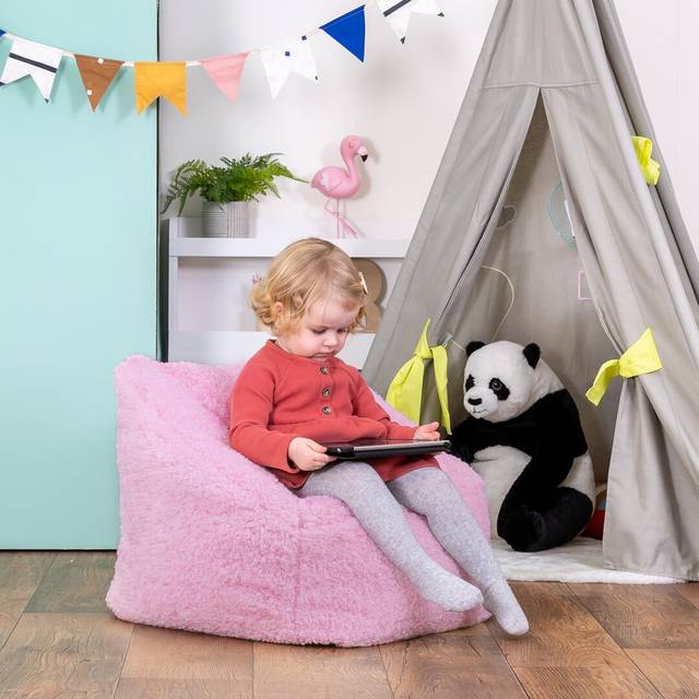 Icon Kids Teddy Bear Bean Bag Chair - Pink (Medium)